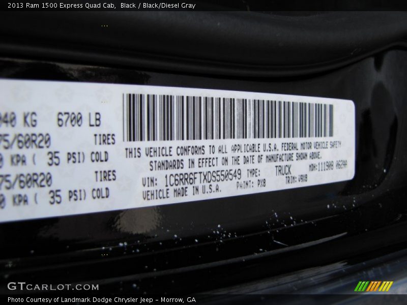 Black / Black/Diesel Gray 2013 Ram 1500 Express Quad Cab