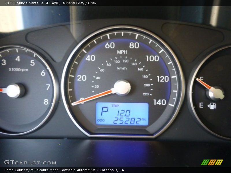 Mineral Gray / Gray 2012 Hyundai Santa Fe GLS AWD