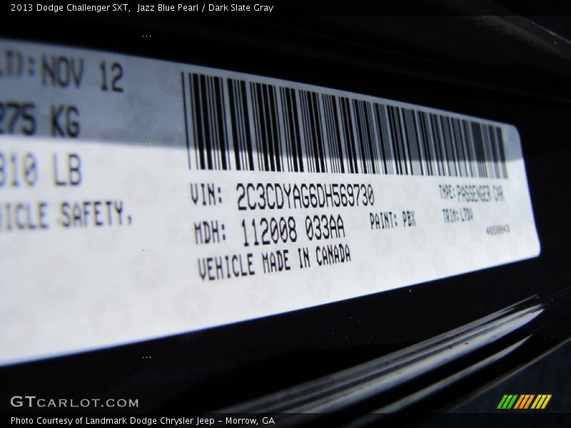 Jazz Blue Pearl / Dark Slate Gray 2013 Dodge Challenger SXT