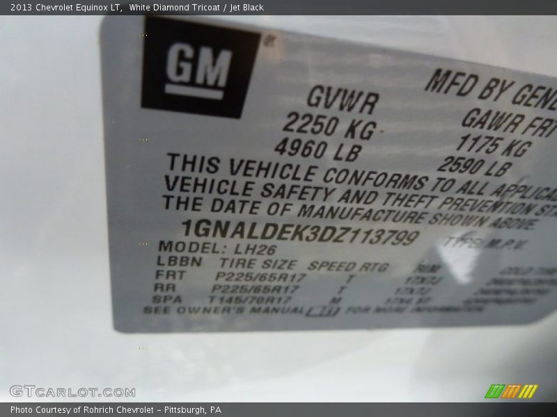 White Diamond Tricoat / Jet Black 2013 Chevrolet Equinox LT
