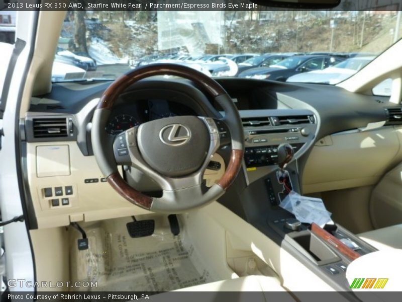 Starfire White Pearl / Parchment/Espresso Birds Eye Maple 2013 Lexus RX 350 AWD