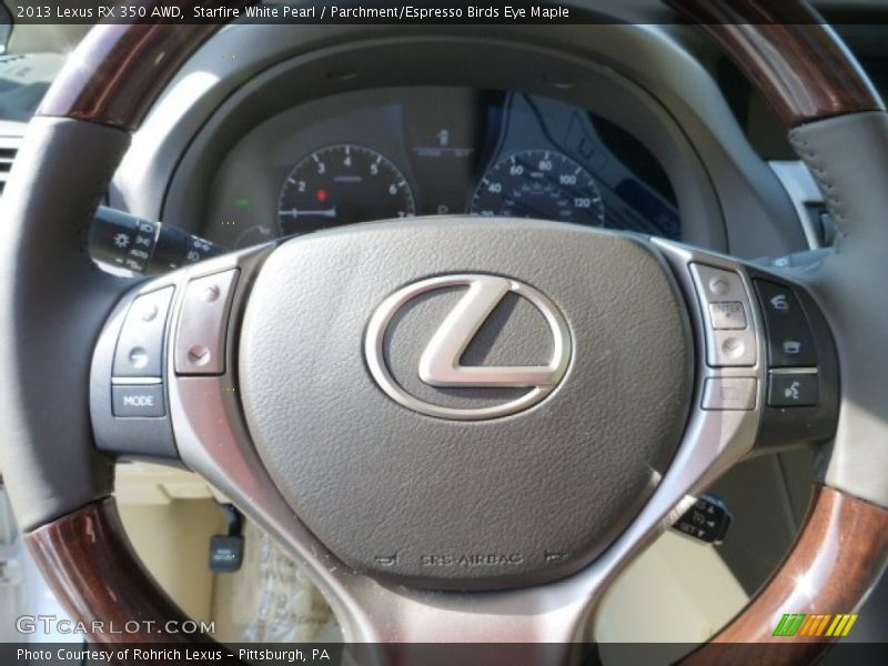 Starfire White Pearl / Parchment/Espresso Birds Eye Maple 2013 Lexus RX 350 AWD