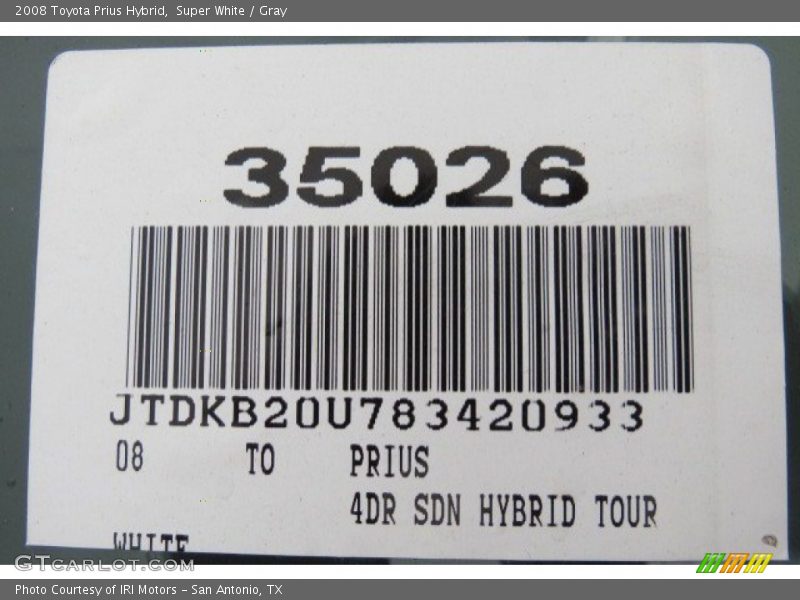 Super White / Gray 2008 Toyota Prius Hybrid