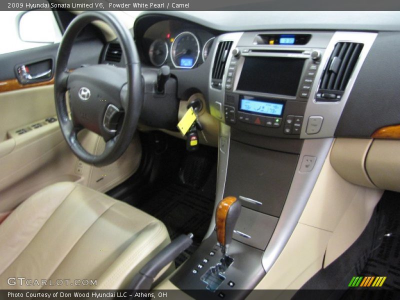 Powder White Pearl / Camel 2009 Hyundai Sonata Limited V6