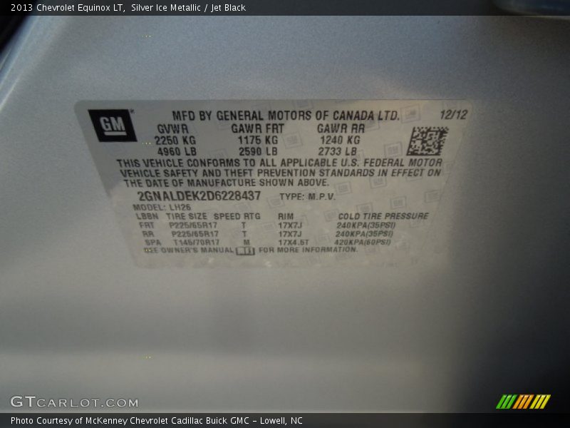 Silver Ice Metallic / Jet Black 2013 Chevrolet Equinox LT
