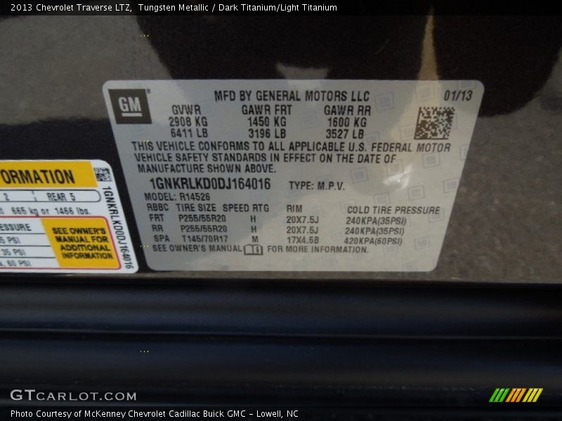 Tungsten Metallic / Dark Titanium/Light Titanium 2013 Chevrolet Traverse LTZ