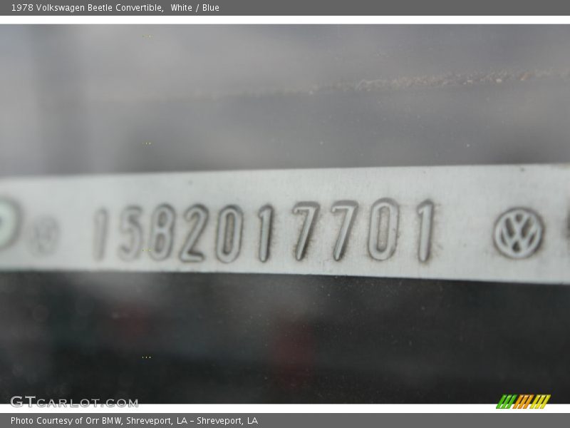 White / Blue 1978 Volkswagen Beetle Convertible