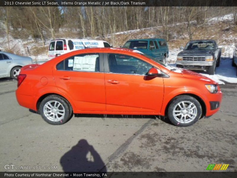 Inferno Orange Metallic / Jet Black/Dark Titanium 2013 Chevrolet Sonic LT Sedan