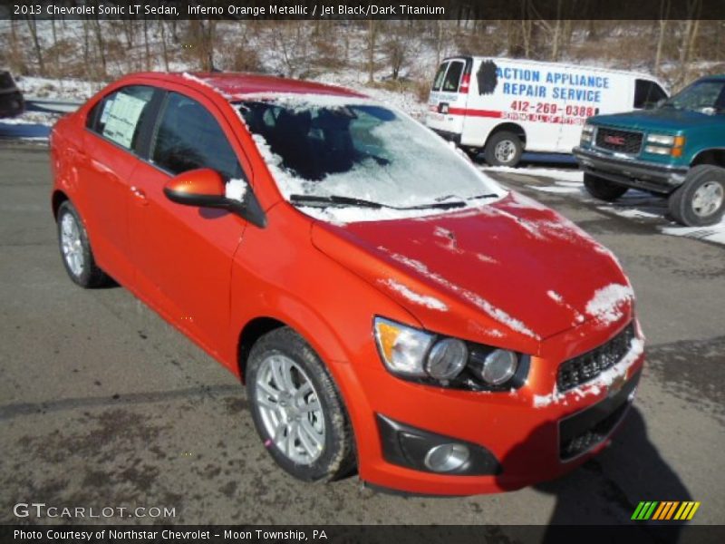 Inferno Orange Metallic / Jet Black/Dark Titanium 2013 Chevrolet Sonic LT Sedan