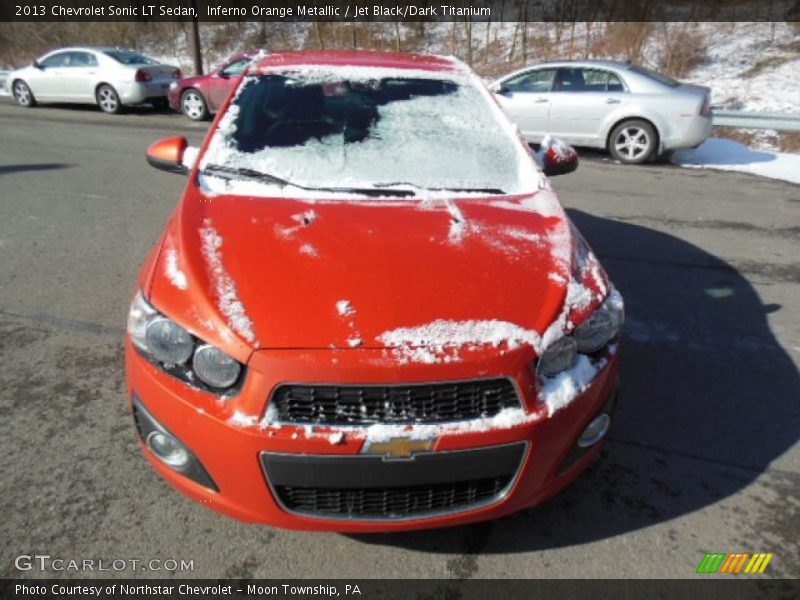 Inferno Orange Metallic / Jet Black/Dark Titanium 2013 Chevrolet Sonic LT Sedan