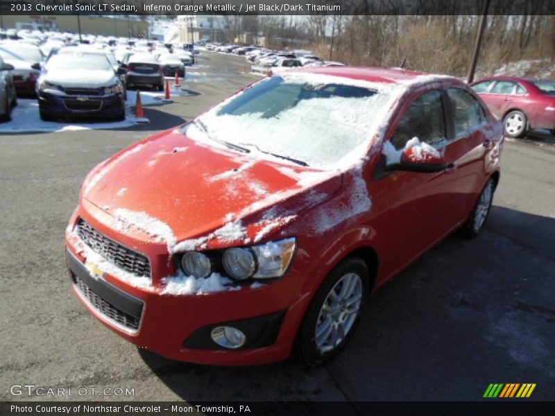 Inferno Orange Metallic / Jet Black/Dark Titanium 2013 Chevrolet Sonic LT Sedan