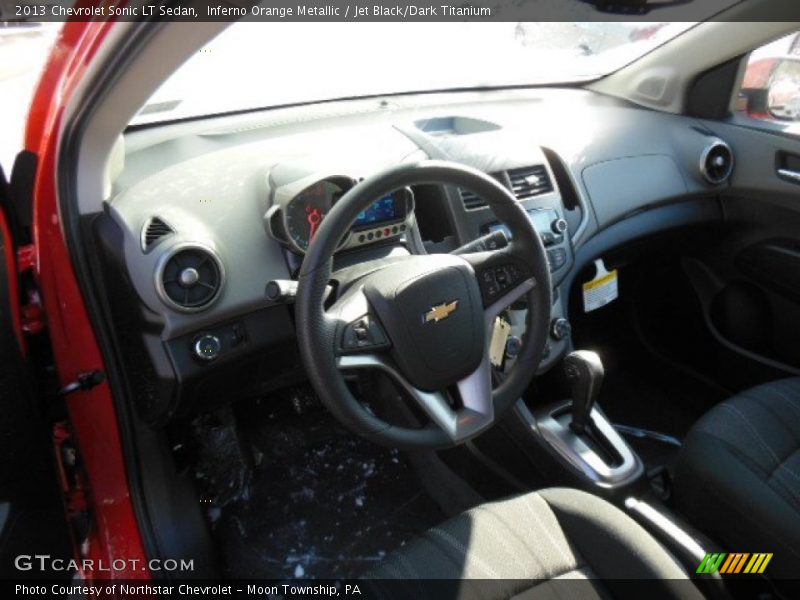 Inferno Orange Metallic / Jet Black/Dark Titanium 2013 Chevrolet Sonic LT Sedan