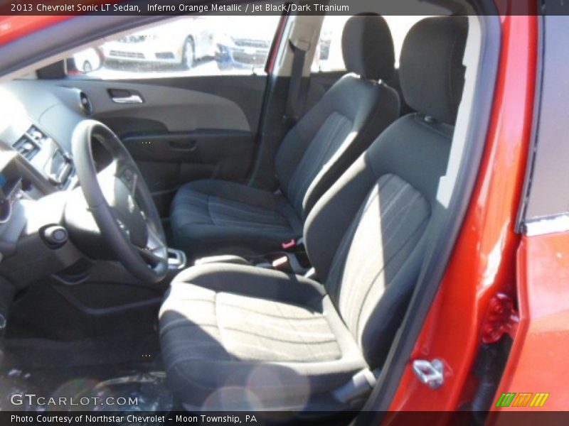 Inferno Orange Metallic / Jet Black/Dark Titanium 2013 Chevrolet Sonic LT Sedan