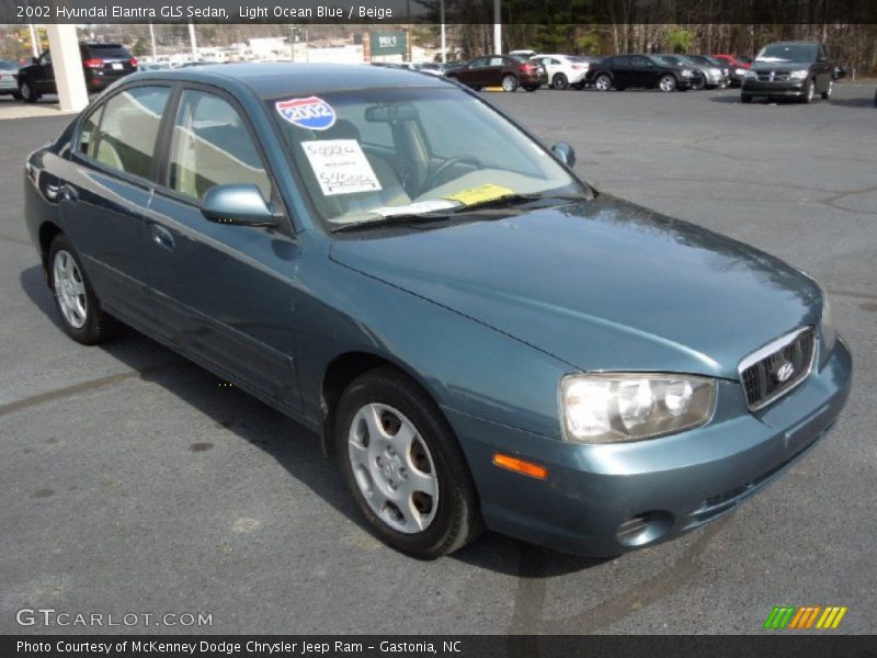 Light Ocean Blue / Beige 2002 Hyundai Elantra GLS Sedan