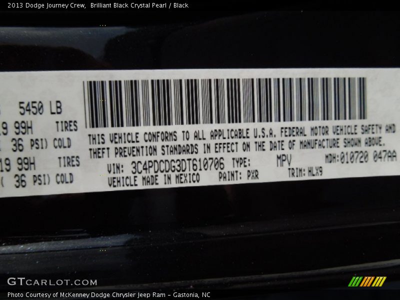 Brilliant Black Crystal Pearl / Black 2013 Dodge Journey Crew