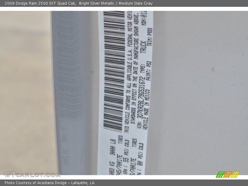 Bright Silver Metallic / Medium Slate Gray 2009 Dodge Ram 2500 SXT Quad Cab