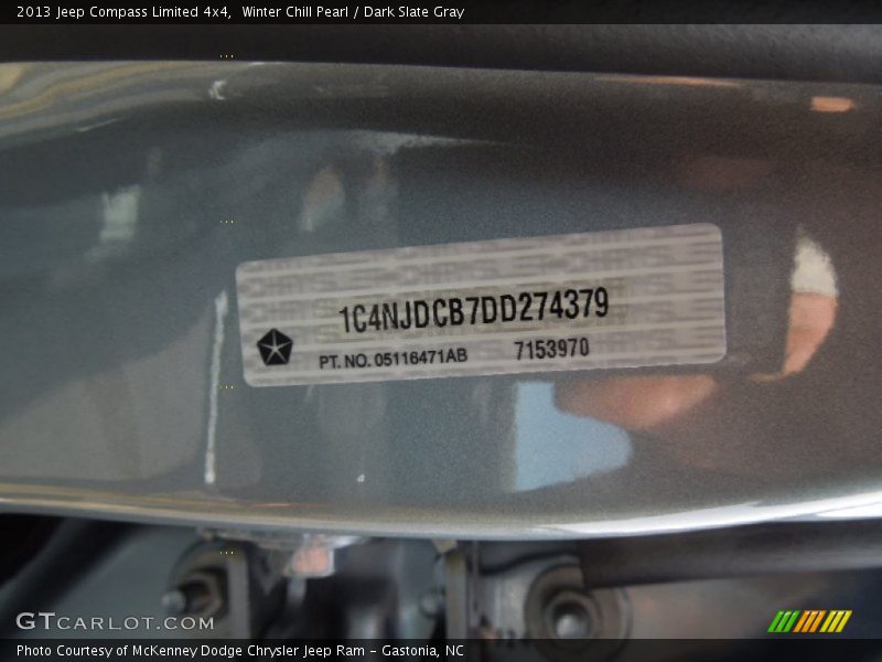 Winter Chill Pearl / Dark Slate Gray 2013 Jeep Compass Limited 4x4