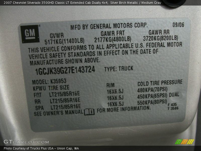 Silver Birch Metallic / Medium Gray 2007 Chevrolet Silverado 3500HD Classic LT Extended Cab Dually 4x4