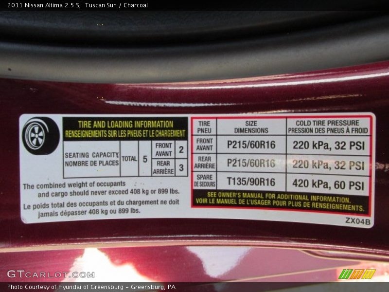 Tuscan Sun / Charcoal 2011 Nissan Altima 2.5 S