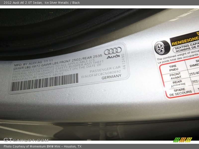 Ice Silver Metallic / Black 2012 Audi A6 2.0T Sedan