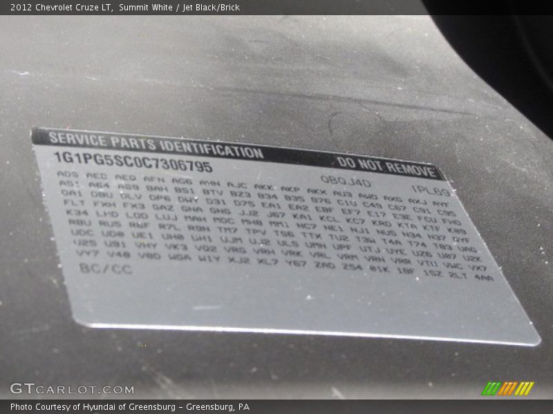 Summit White / Jet Black/Brick 2012 Chevrolet Cruze LT