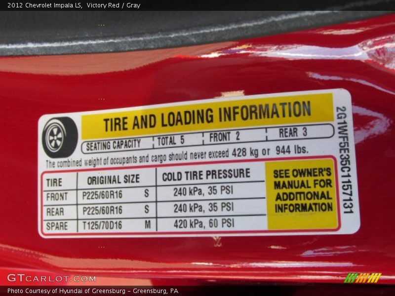 Victory Red / Gray 2012 Chevrolet Impala LS