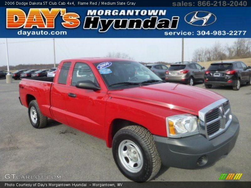 Flame Red / Medium Slate Gray 2006 Dodge Dakota ST Club Cab 4x4
