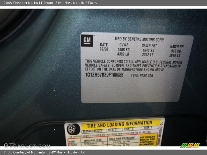 Silver Moss Metallic / Ebony 2009 Chevrolet Malibu LT Sedan