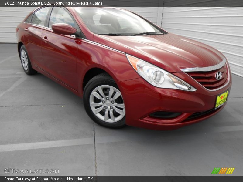 Sparkling Ruby Red / Camel 2012 Hyundai Sonata GLS