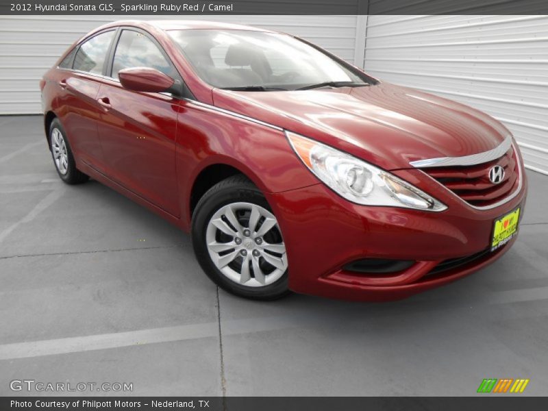 Sparkling Ruby Red / Camel 2012 Hyundai Sonata GLS