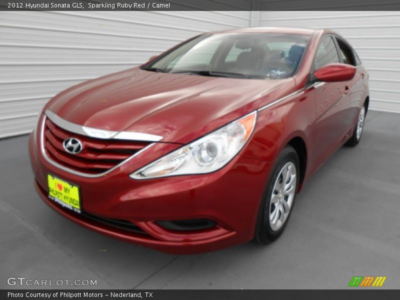 Sparkling Ruby Red / Camel 2012 Hyundai Sonata GLS