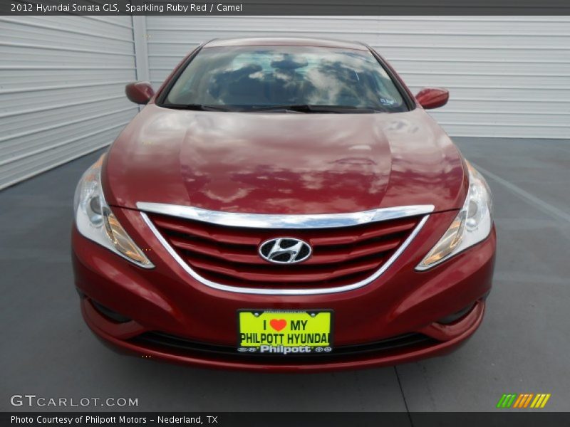 Sparkling Ruby Red / Camel 2012 Hyundai Sonata GLS