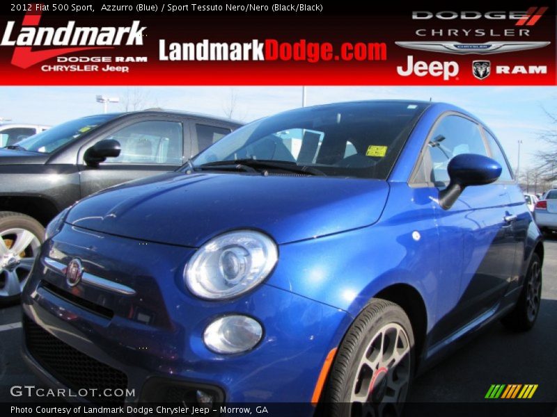 Azzurro (Blue) / Sport Tessuto Nero/Nero (Black/Black) 2012 Fiat 500 Sport