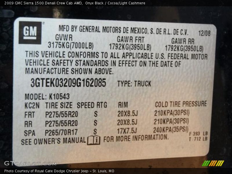 Onyx Black / Cocoa/Light Cashmere 2009 GMC Sierra 1500 Denali Crew Cab AWD