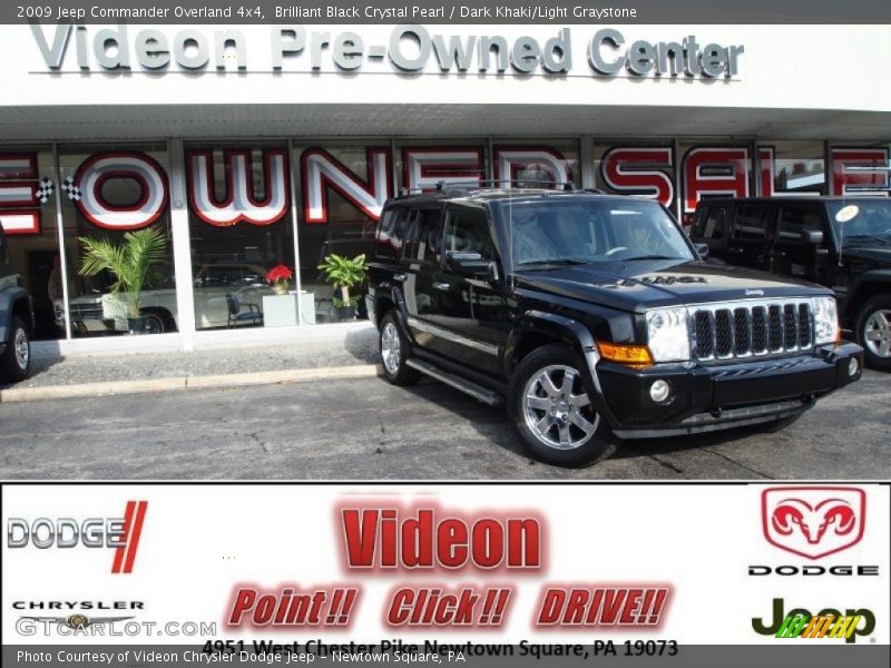 Brilliant Black Crystal Pearl / Dark Khaki/Light Graystone 2009 Jeep Commander Overland 4x4