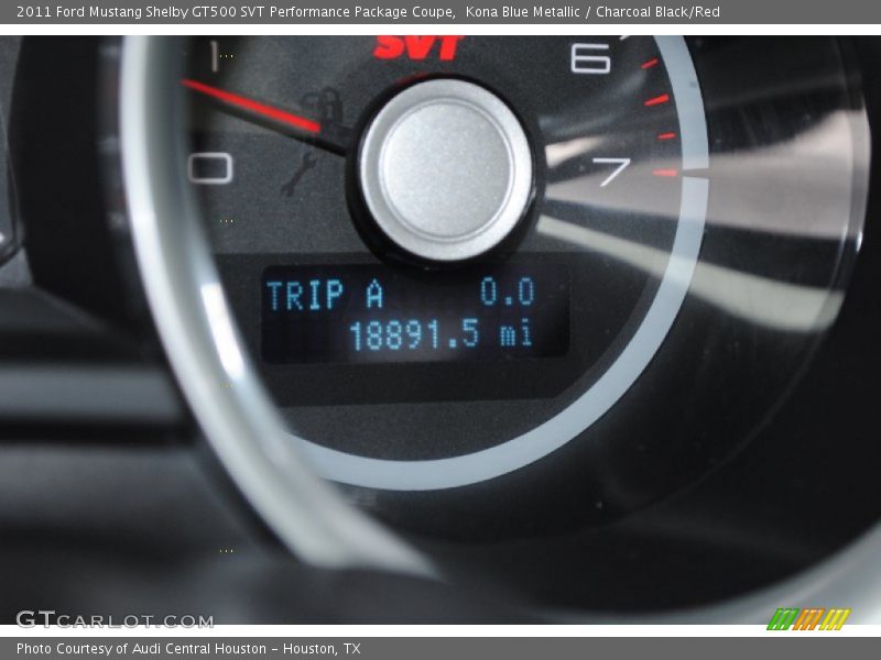 Kona Blue Metallic / Charcoal Black/Red 2011 Ford Mustang Shelby GT500 SVT Performance Package Coupe