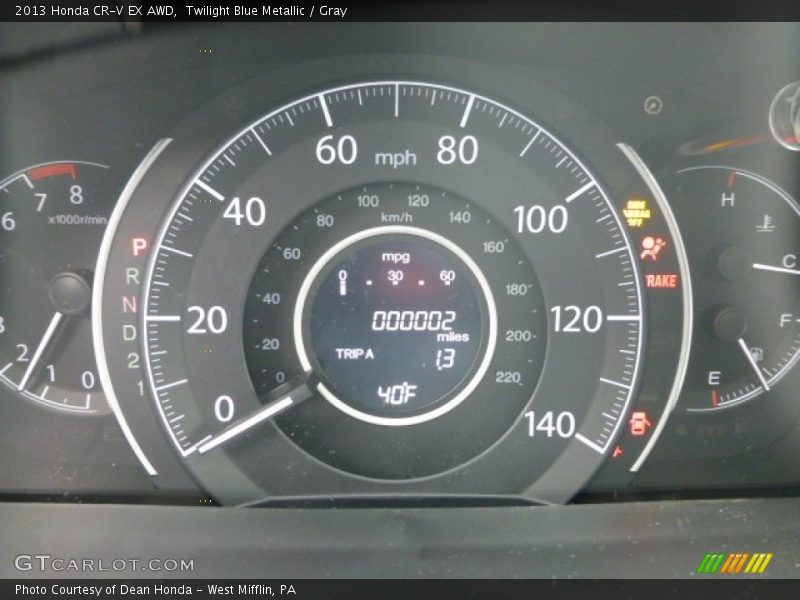 Twilight Blue Metallic / Gray 2013 Honda CR-V EX AWD