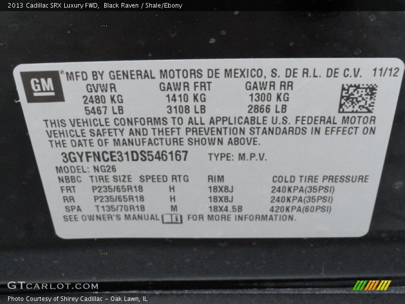 Black Raven / Shale/Ebony 2013 Cadillac SRX Luxury FWD