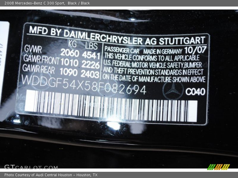 Black / Black 2008 Mercedes-Benz C 300 Sport