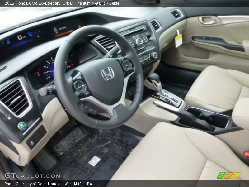 Urban Titanium Metallic / Beige 2013 Honda Civic EX-L Sedan