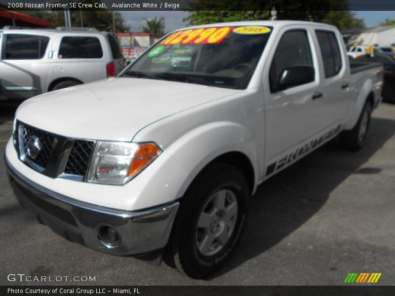 Avalanche White / Beige 2008 Nissan Frontier SE Crew Cab
