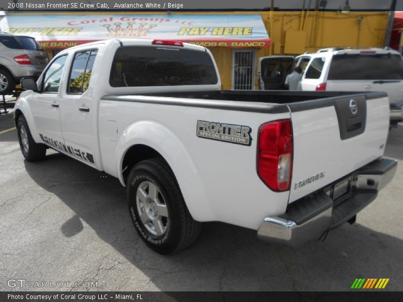 Avalanche White / Beige 2008 Nissan Frontier SE Crew Cab