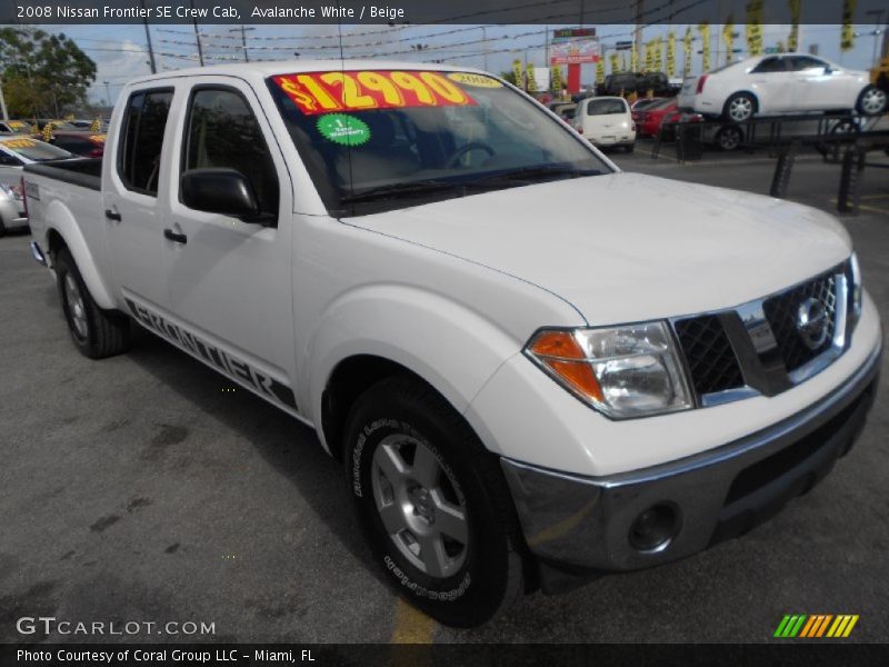 Avalanche White / Beige 2008 Nissan Frontier SE Crew Cab