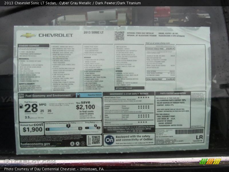 Cyber Gray Metallic / Dark Pewter/Dark Titanium 2013 Chevrolet Sonic LT Sedan