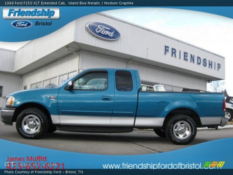 Island Blue Metallic / Medium Graphite 1999 Ford F150 XLT Extended Cab