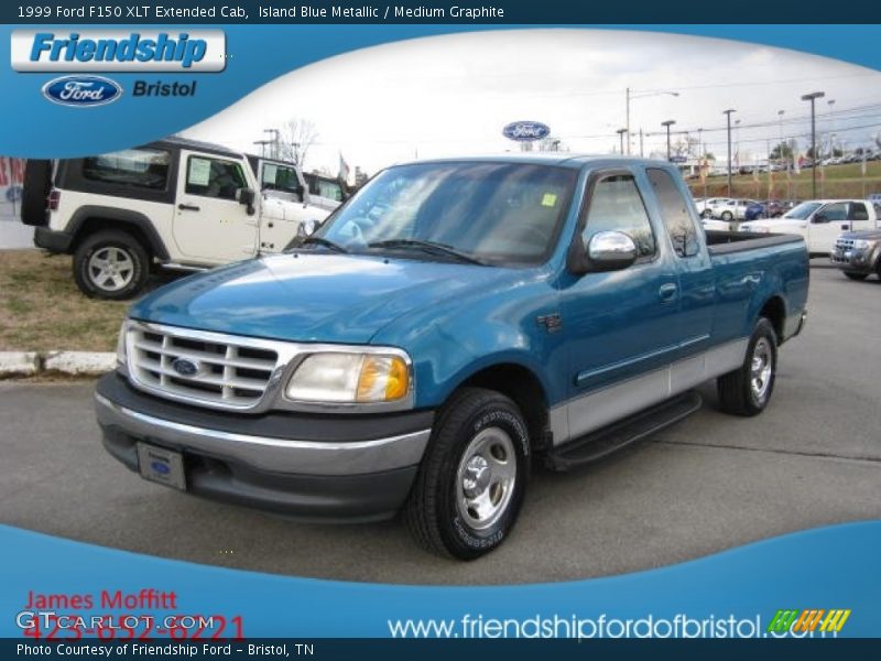 Island Blue Metallic / Medium Graphite 1999 Ford F150 XLT Extended Cab