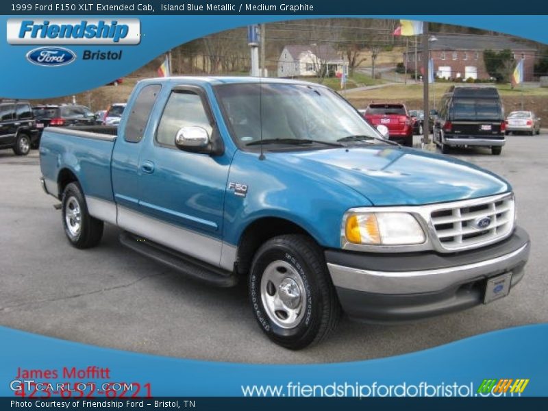 Island Blue Metallic / Medium Graphite 1999 Ford F150 XLT Extended Cab