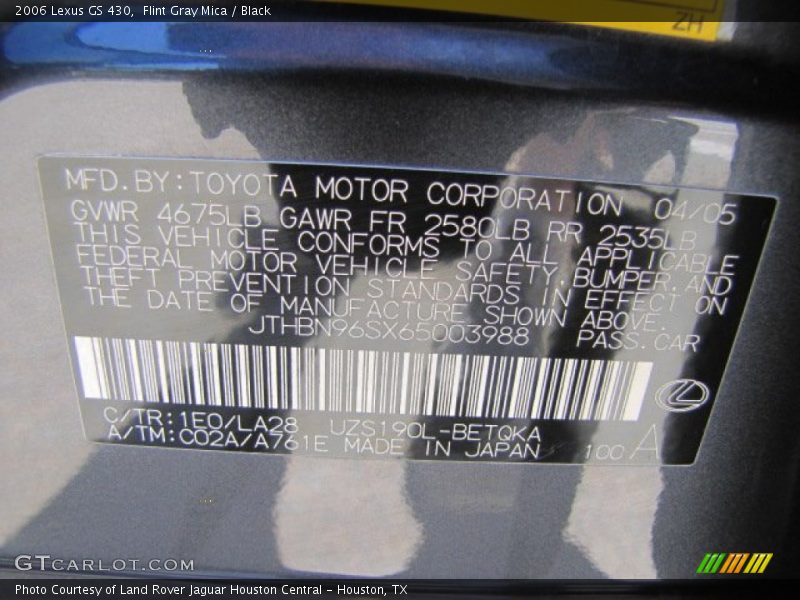 2006 GS 430 Flint Gray Mica Color Code 1E0