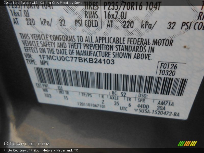 Sterling Grey Metallic / Stone 2011 Ford Escape XLS