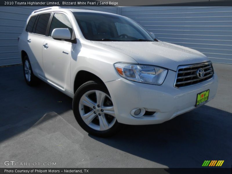 Blizzard White Pearl / Sand Beige 2010 Toyota Highlander Limited